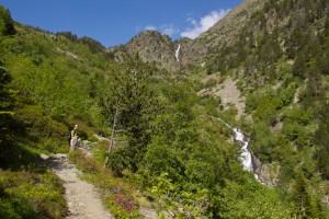 Chasing waterfalls on the climb out of Arinsal...