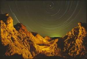 Badlands star trails from our base camp — photo by Jason George.