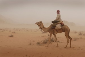 Riding through a sandstorm in Wadi Rum, Jordan Photo © Jason George