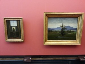 Caspar David Friedrich's "Woman at a Window" on the left and "Solitary Tree" on the right