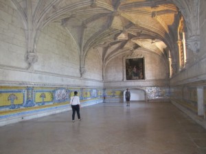 Vibrant tile work in a room off the cloister of the Monasteiro des Jeronimos...