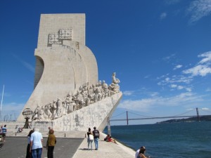 The Monument of the Discoveries, with its determined group of explorers...