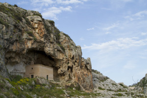 A small chapel dedicated to St. Paul the Hermit, built into a cave high up on the wall of Wied il-Ghasel... 