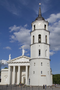 Vilnius Cathedral and belfry, built over the same ground where pagans once worshipped Perkunas (Lithuanian god of thunder)...