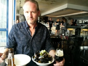 A feast of mussels chased by a dark local ale...