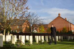The war graves section of the Pershore cemetery — 41 of these men were Canadians