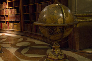 Four massive globes from the imperial globe collection are on display...