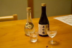 Excellent local sake - the one on the left had gold flakes in it...