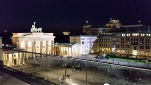 Evening views over Pariser Platz from the Akademie der Künste exhibit...