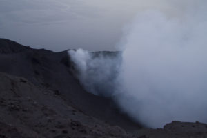 Watching lava spumes from the edge of Stromboli's crater...