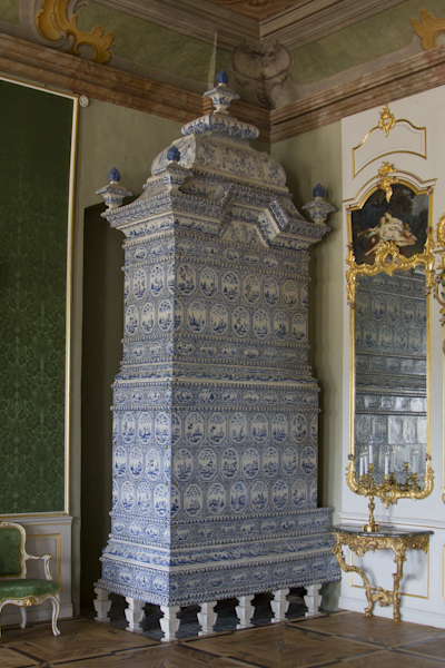 The rooms were heated by these enormous ceramic stoves...