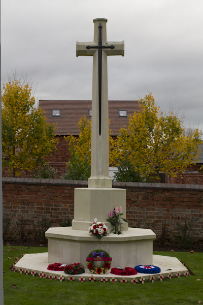 The cross of sacrifice at the war graves memorial