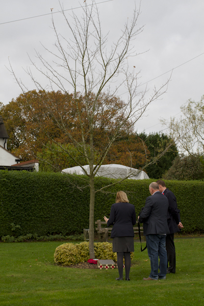 The memorial and maple tree at Rowney Green, where Wellington bomber X3932 crashed