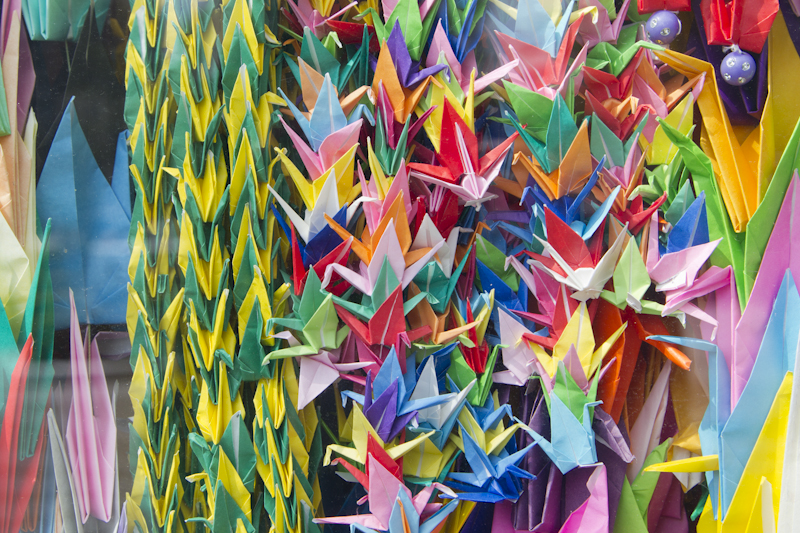 Folded paper cranes at the Children's Peace Monument...